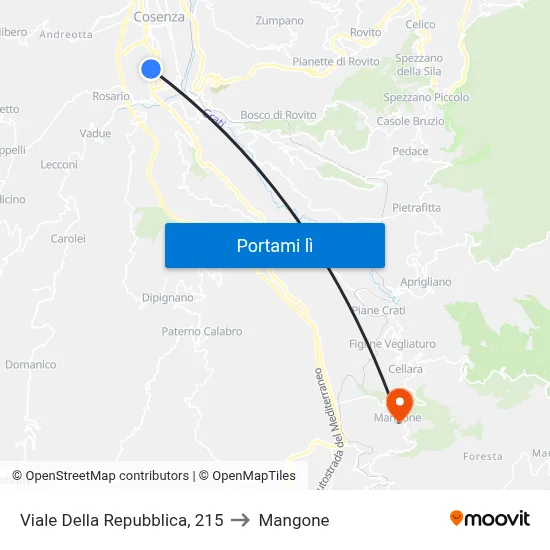 Viale Della Repubblica, 215 to Mangone map