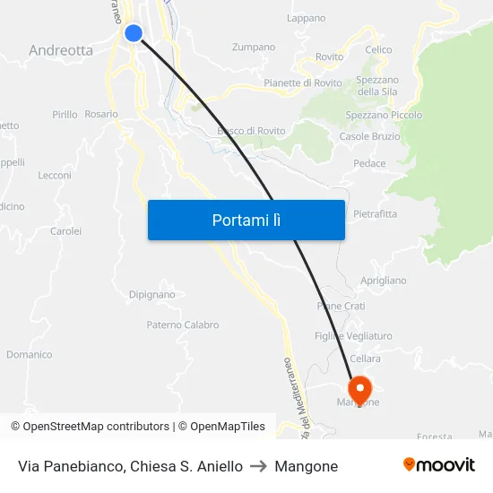 Via Panebianco, Chiesa S. Aniello to Mangone map