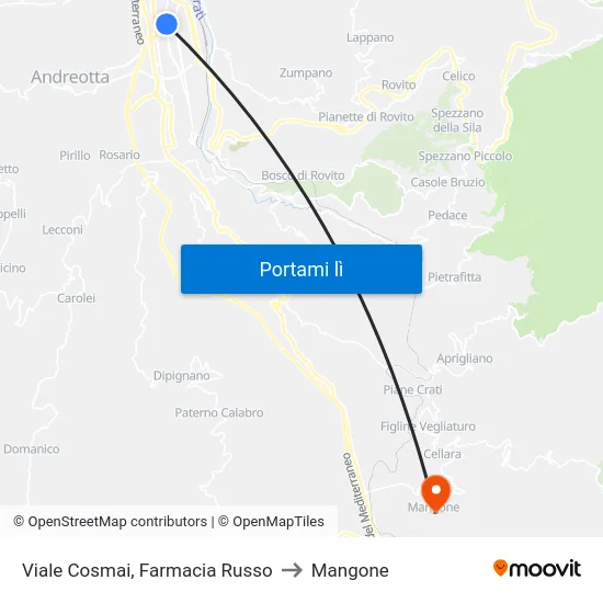 Viale Cosmai, Farmacia Russo to Mangone map