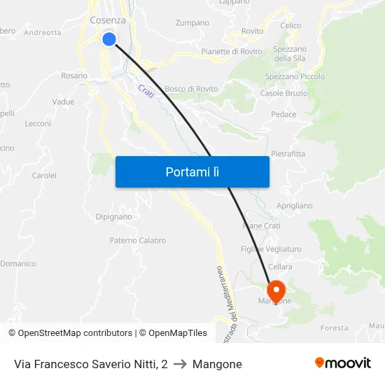 Via Francesco Saverio Nitti, 2 to Mangone map