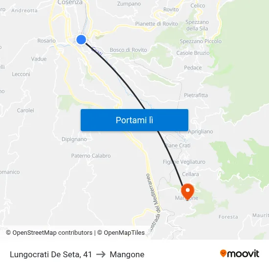 Lungocrati De Seta, 41 to Mangone map