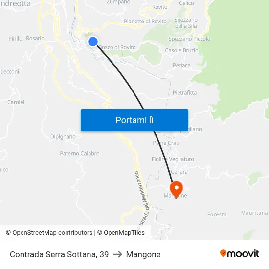 Contrada Serra Sottana, 39 to Mangone map