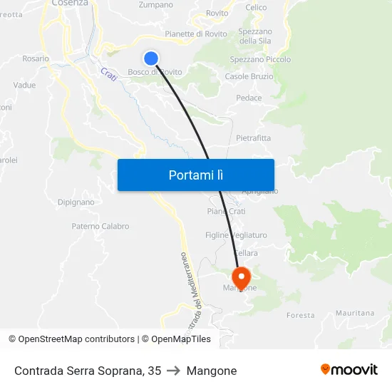 Contrada Serra Soprana, 35 to Mangone map