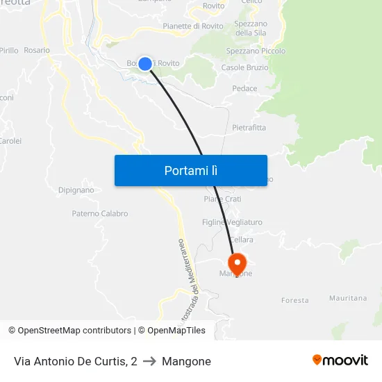 Via Antonio De Curtis, 2 to Mangone map