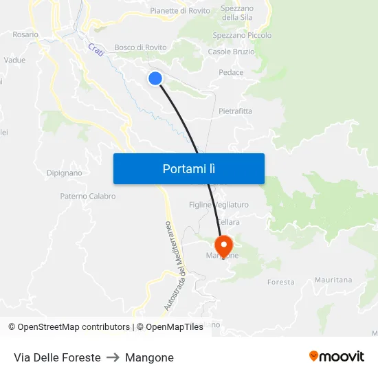 Via Delle Foreste to Mangone map