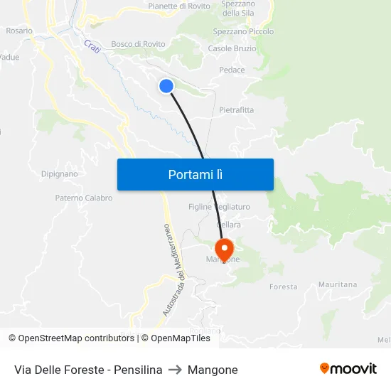 Via Delle Foreste - Pensilina to Mangone map