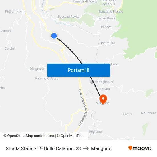 Strada Statale 19 Delle Calabrie, 23 to Mangone map