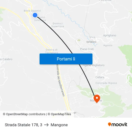 Strada Statale 178, 3 to Mangone map