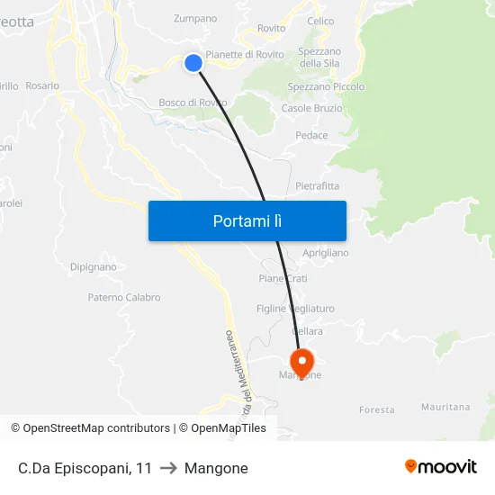 C.Da Episcopani, 11 to Mangone map