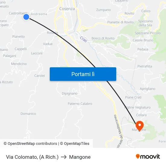 Via Colomato, (A Rich.) to Mangone map