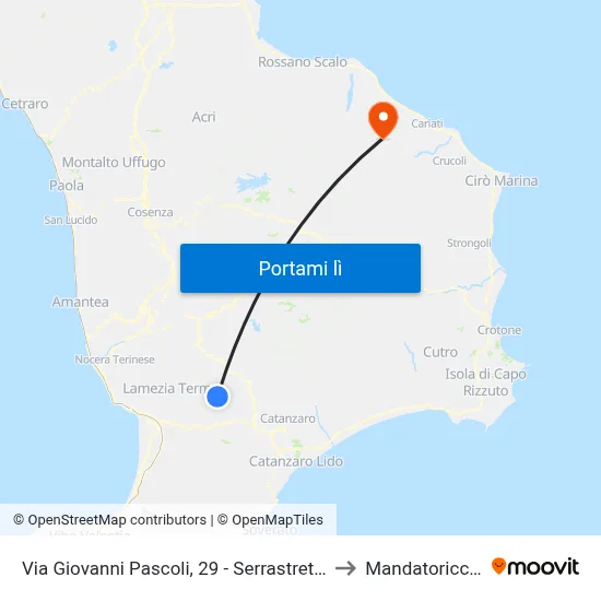 Via Giovanni Pascoli, 29 - Serrastretta to Mandatoriccio map