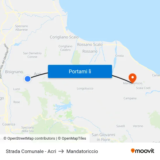 Strada Comunale - Acri to Mandatoriccio map
