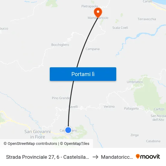 Strada Provinciale 27, 6 - Castelsilano to Mandatoriccio map