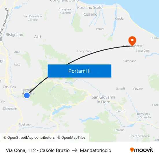 Via Cona, 112 - Casole Bruzio to Mandatoriccio map