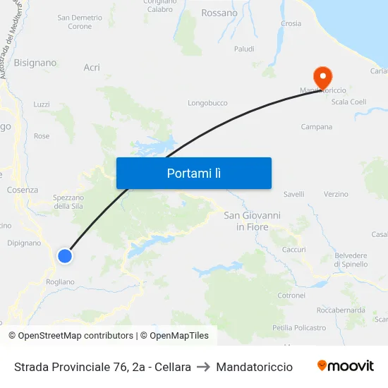 Strada Provinciale 76, 2a - Cellara to Mandatoriccio map