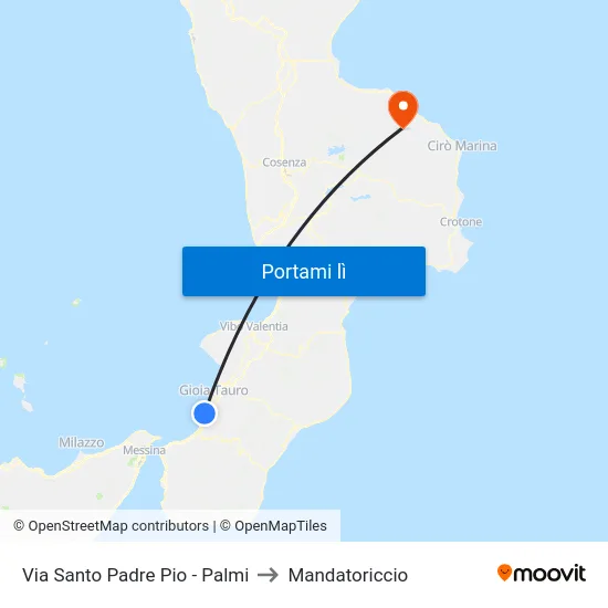 Via Santo Padre Pio - Palmi to Mandatoriccio map