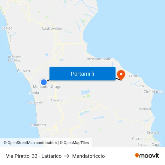 Via Piretto, 33 - Lattarico to Mandatoriccio map