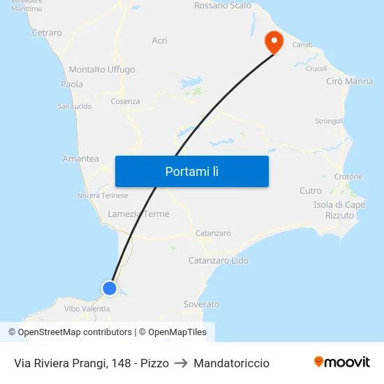 Via Riviera Prangi, 148 - Pizzo to Mandatoriccio map