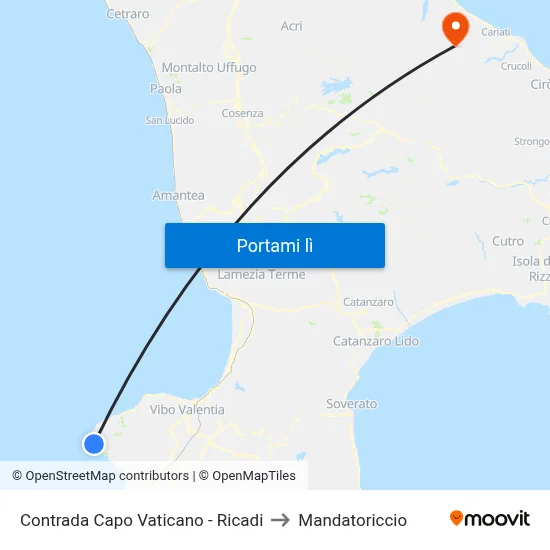 Contrada Capo Vaticano - Ricadi to Mandatoriccio map