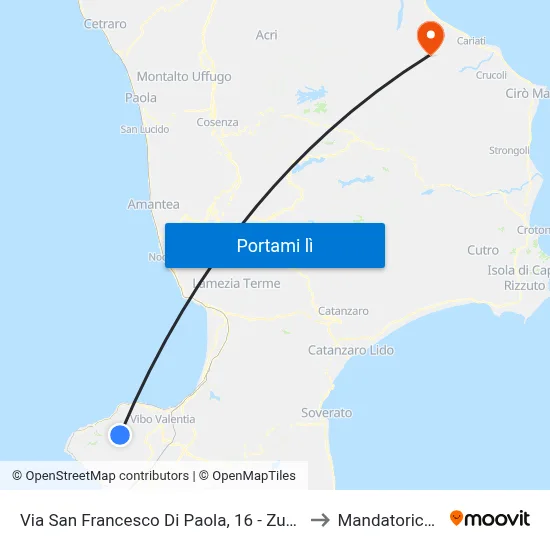 Via San Francesco Di Paola, 16 - Zungri to Mandatoriccio map