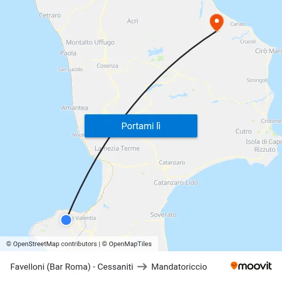 Favelloni (Bar Roma)  - Cessaniti to Mandatoriccio map
