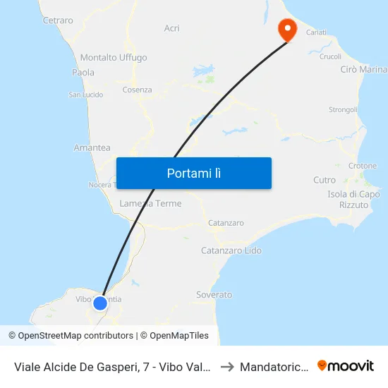 Viale Alcide De Gasperi, 7 - Vibo Valentia to Mandatoriccio map