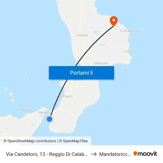 Via Candeloro, 13 - Reggio Di Calabria to Mandatoriccio map