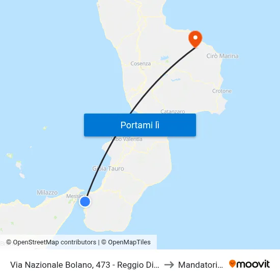 Via Nazionale Bolano, 473 - Reggio Di Calabria to Mandatoriccio map