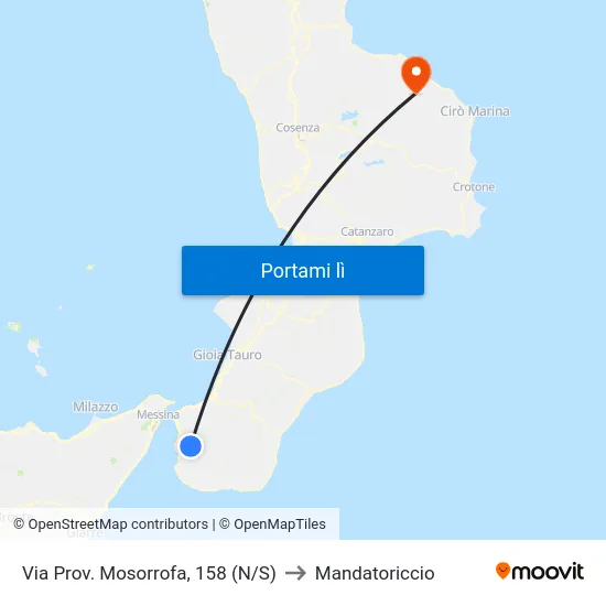 Via Prov. Mosorrofa, 158 (N/S) to Mandatoriccio map