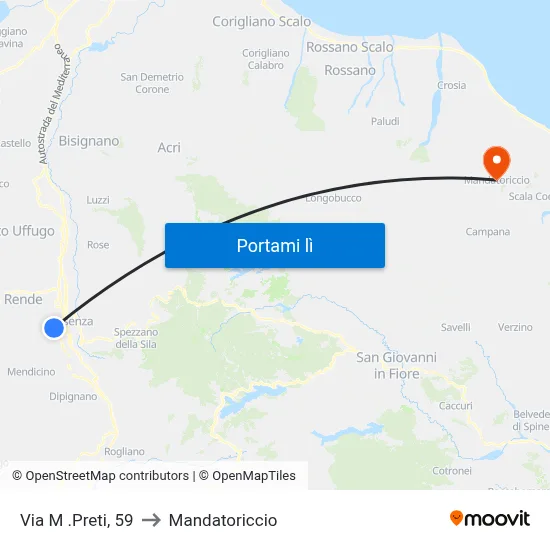 Via M .Preti, 59 to Mandatoriccio map