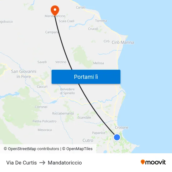 Via De Curtis to Mandatoriccio map