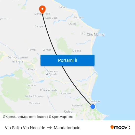 Via Saffo Via Nosside to Mandatoriccio map
