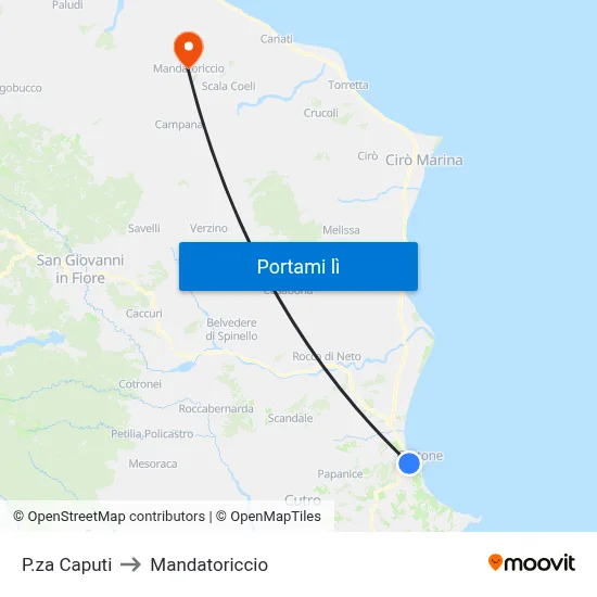 P.za Caputi to Mandatoriccio map