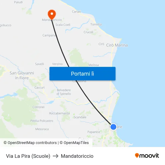 Via La Pira (Scuole) to Mandatoriccio map