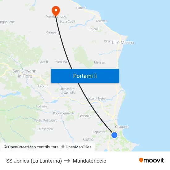 SS Jonica (La Lanterna) to Mandatoriccio map