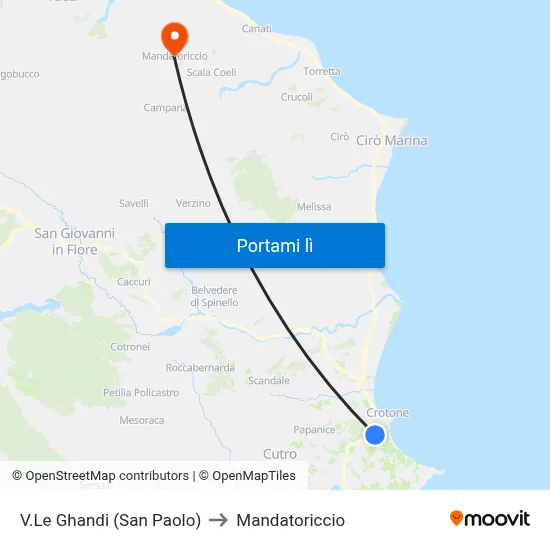 V.Le Ghandi (San Paolo) to Mandatoriccio map