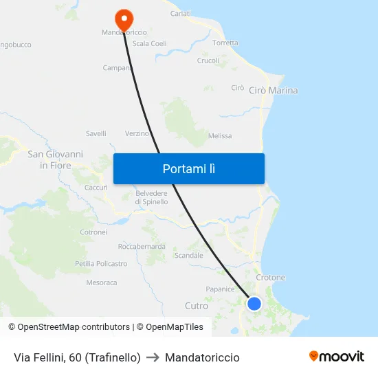 Via Fellini, 60 (Trafinello) to Mandatoriccio map