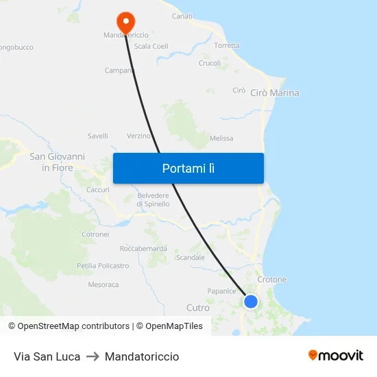 Via San Luca to Mandatoriccio map