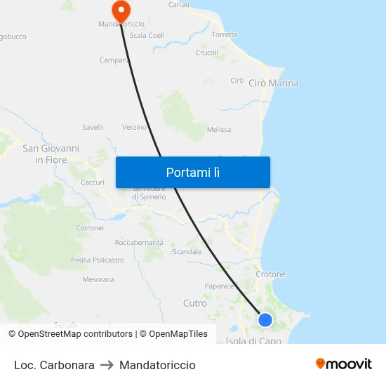 Loc. Carbonara to Mandatoriccio map