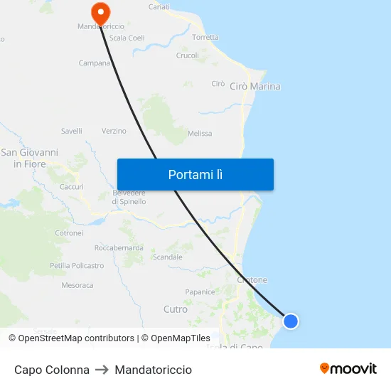 Capo Colonna to Mandatoriccio map