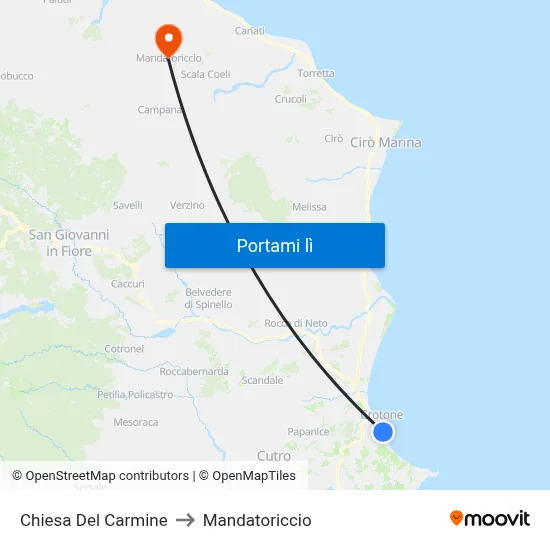 Chiesa Del Carmine to Mandatoriccio map