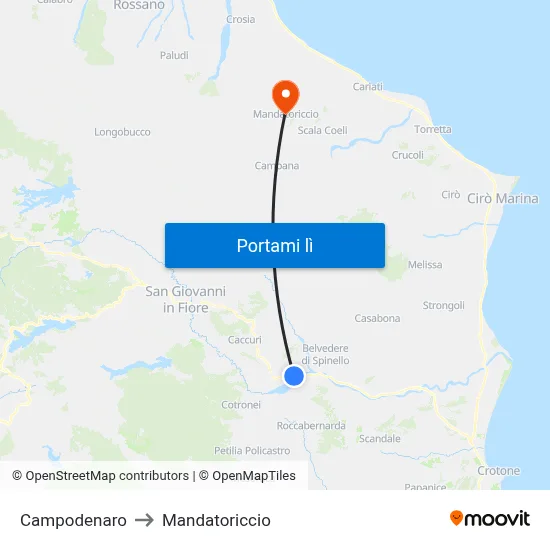 Campodenaro to Mandatoriccio map