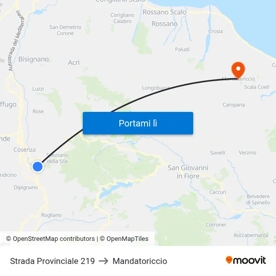 Strada Provinciale 219 to Mandatoriccio map