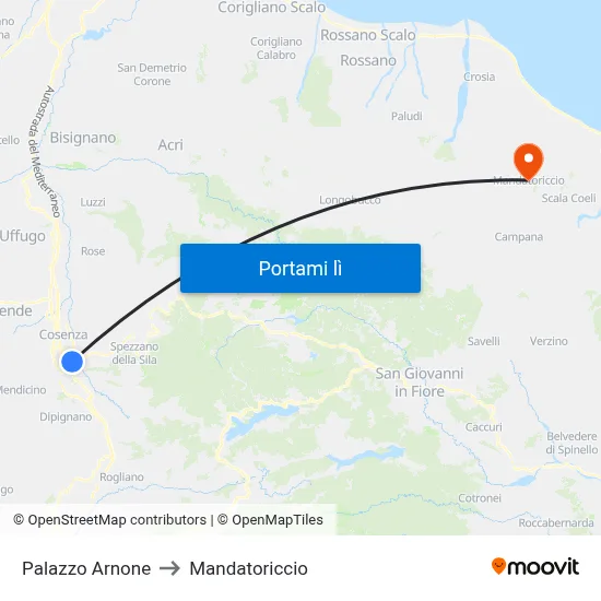 Palazzo Arnone to Mandatoriccio map
