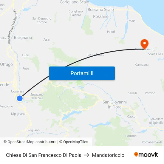 Chiesa Di San Francesco Di  Paola to Mandatoriccio map