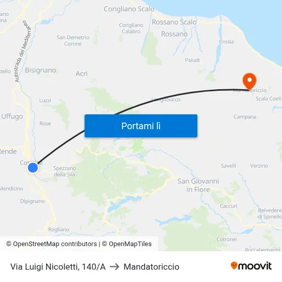 Via Luigi Nicoletti, 140/A to Mandatoriccio map
