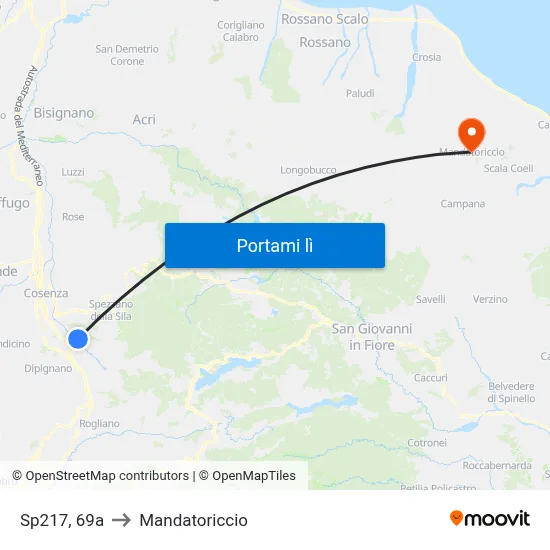 Sp217, 69a to Mandatoriccio map