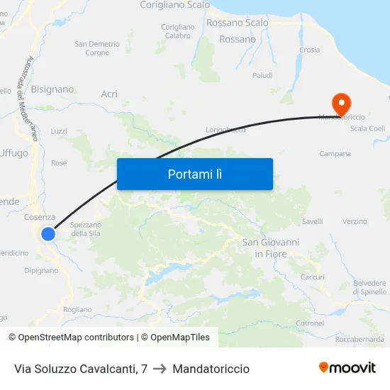 Via Soluzzo Cavalcanti, 7 to Mandatoriccio map