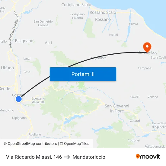 Via Riccardo Misasi, 146 to Mandatoriccio map