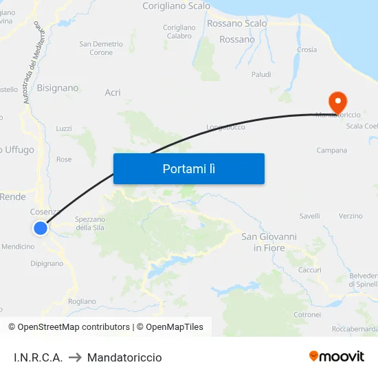 I.N.R.C.A. to Mandatoriccio map